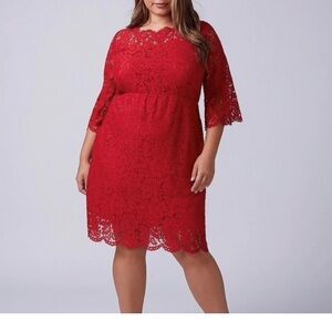 Lane Bryant red lace lined dress women size 24